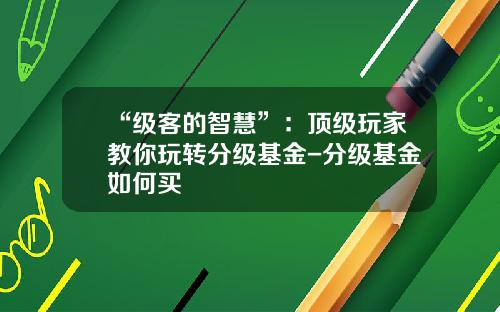 “级客的智慧”：顶级玩家教你玩转分级基金-分级基金如何买