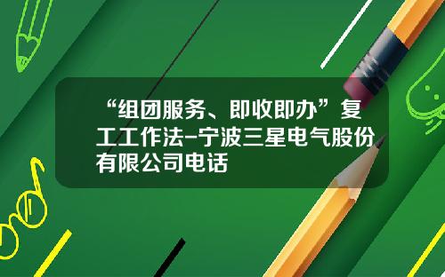 “组团服务、即收即办”复工工作法-宁波三星电气股份有限公司电话