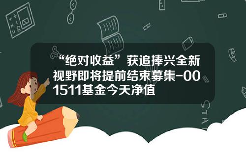 “绝对收益”获追捧兴全新视野即将提前结束募集-001511基金今天净值