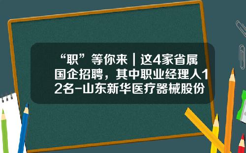 “职”等你来｜这4家省属国企招聘，其中职业经理人12名-山东新华医疗器械股份有限公司待遇