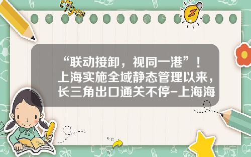 “联动接卸，视同一港”！上海实施全域静态管理以来，长三角出口通关不停-上海海博供应链管理有限公司