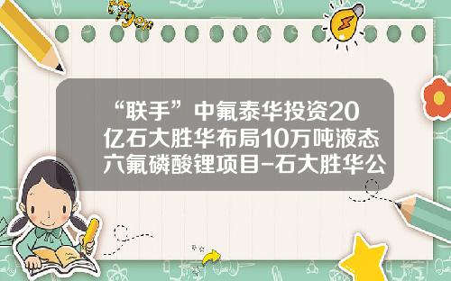 “联手”中氟泰华投资20亿石大胜华布局10万吨液态六氟磷酸锂项目-石大胜华公司简介