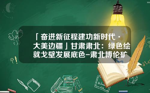 「奋进新征程建功新时代·大美边疆」甘肃肃北：绿色绘就戈壁发展底色-肃北博伦矿业公司