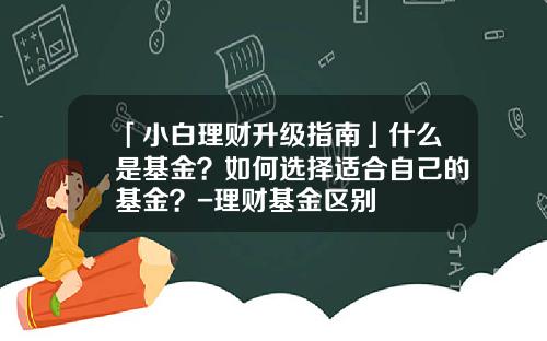「小白理财升级指南」什么是基金？如何选择适合自己的基金？-理财基金区别
