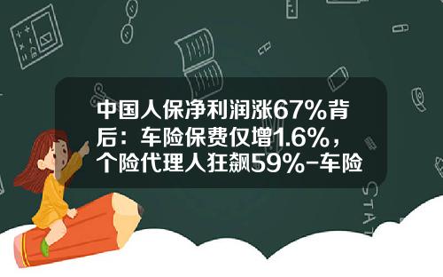 中国人保净利润涨67%背后：车险保费仅增1.6%，个险代理人狂飙59%-车险佣金一般多少【新闻】