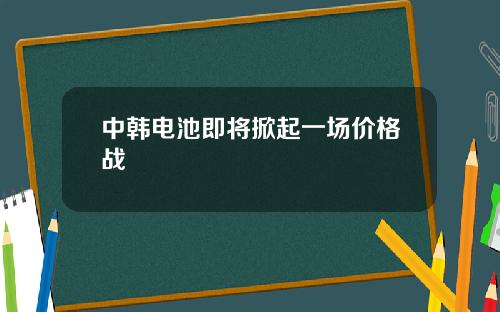 中韩电池即将掀起一场价格战