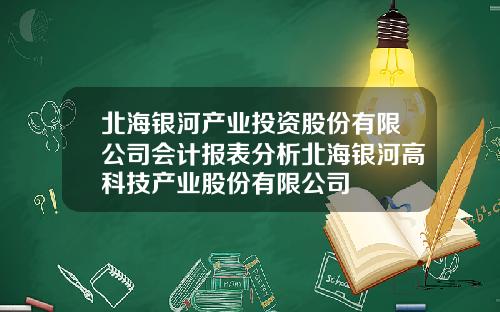 北海银河产业投资股份有限公司会计报表分析北海银河高科技产业股份有限公司