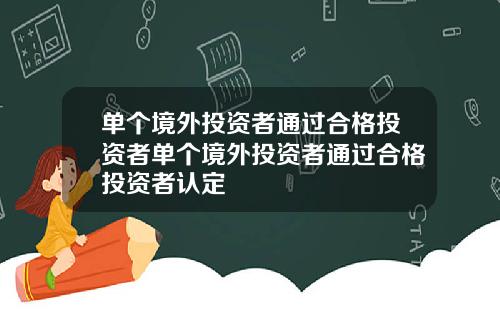 单个境外投资者通过合格投资者单个境外投资者通过合格投资者认定