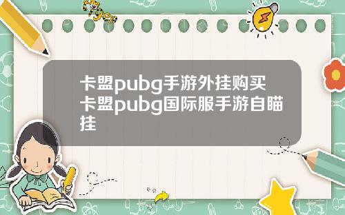 卡盟pubg手游外挂购买卡盟pubg国际服手游自瞄挂