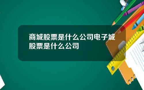 商城股票是什么公司电子城股票是什么公司