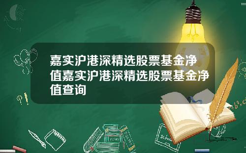 嘉实沪港深精选股票基金净值嘉实沪港深精选股票基金净值查询