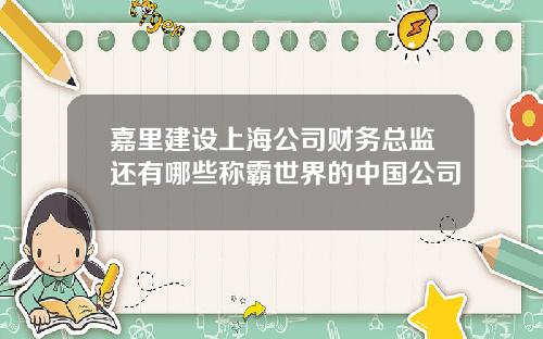 嘉里建设上海公司财务总监还有哪些称霸世界的中国公司