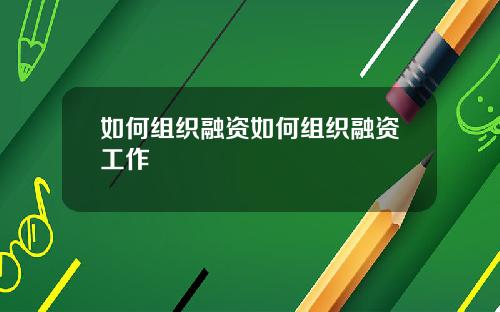 如何组织融资如何组织融资工作