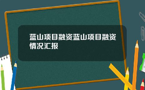 蓝山项目融资蓝山项目融资情况汇报